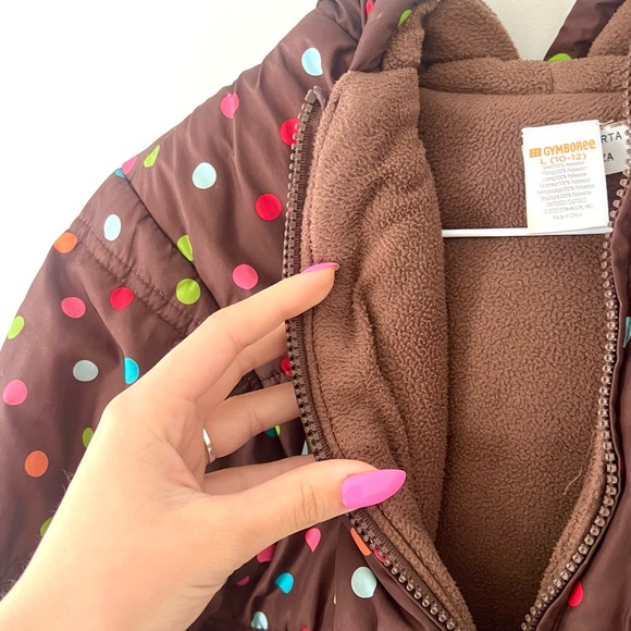 Brown Puffy Dotted Jacket - Picture 5 of 5